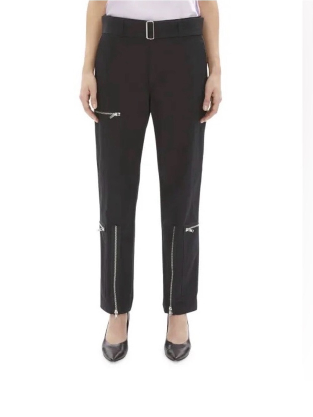 Helmet Lang black cargo lower rise oversized utility zipper belted pants size O